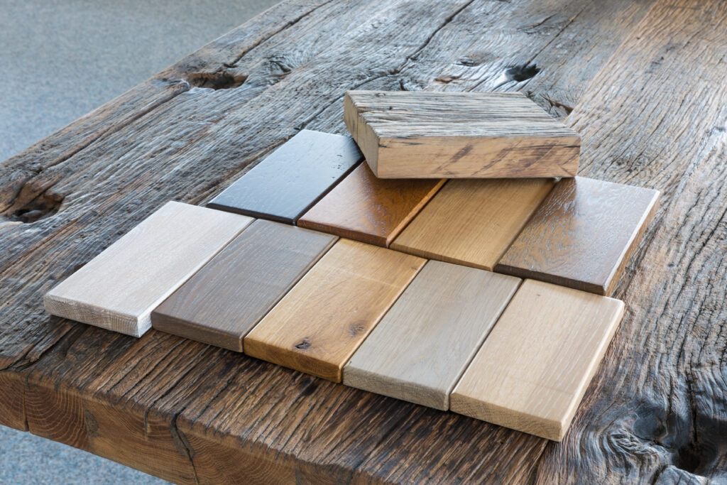 A Brief Overview Of 3 Common Wood Characteristics Samples of different kinds of wood in furniture shop. Wood Characteristic
