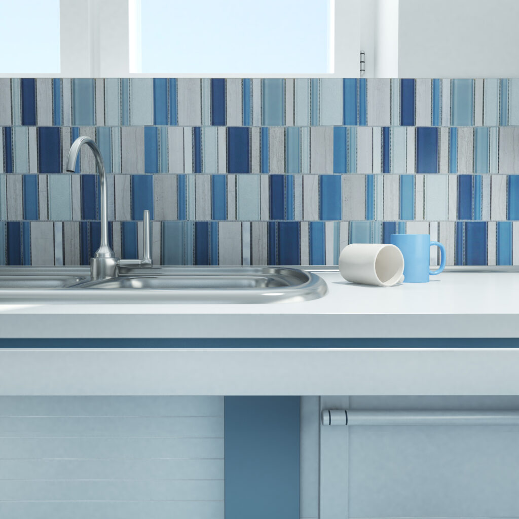Exploring Creative Backsplash Ideas 3D rendering of a kitchen area. Exploring Creative Backsplash Ideas